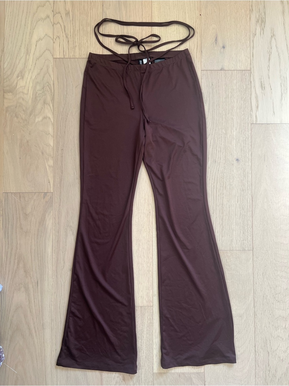 Brown Wrap Design Flare Pants